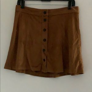 AE Faux Suede Button Front Mini Skirt